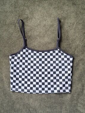 H&M Black & White Checkerboard Cropped Cami